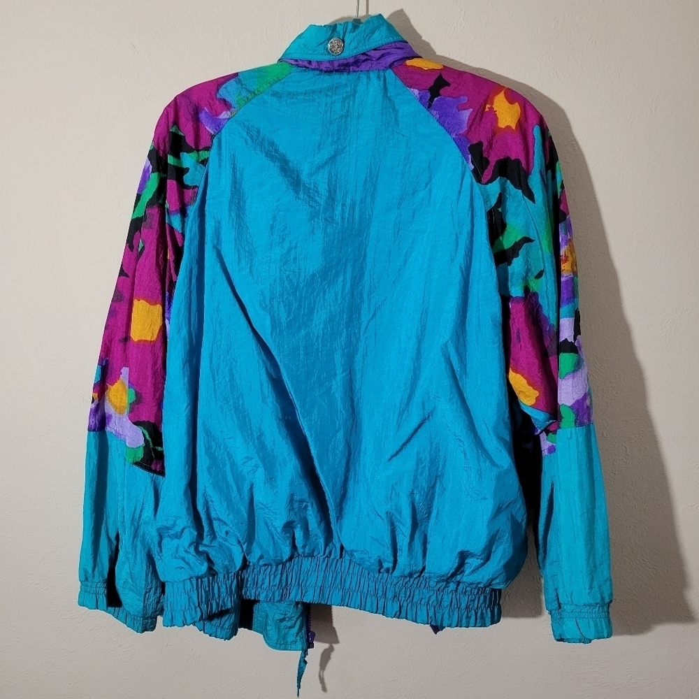R.E. Sport Rivers Edge 80's Retro Windbreaker Bomber Jacket Multicolor Size L - Picture 7 of 9
